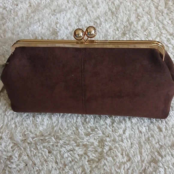 NWT MED SIZE BROWN SUEDE CLUTCH - Picture 7 of 7